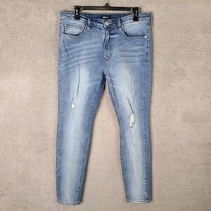 Nova Men Jeans Men 32x31 Blue Skinny Vintage Blue Wash Distressed Cotton Stretch